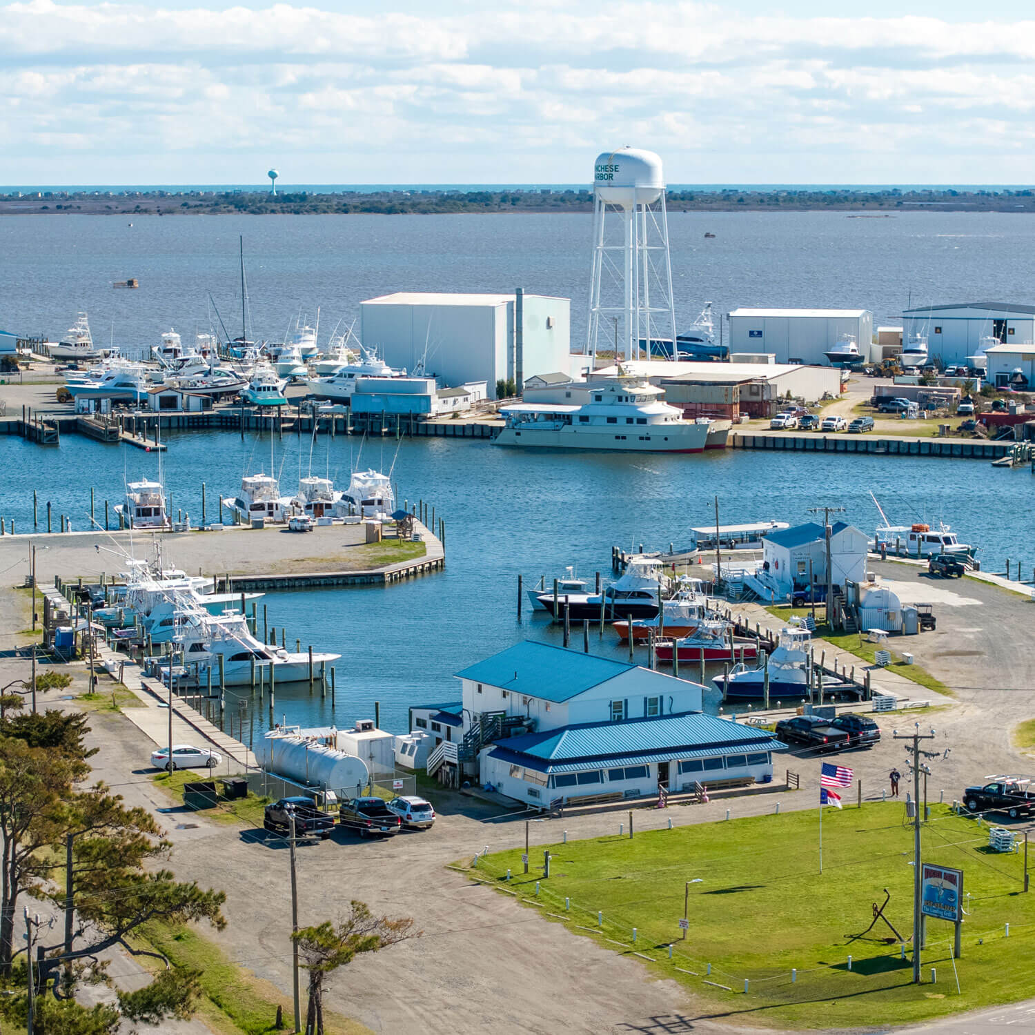 Wanchese Marina Aerial view.
