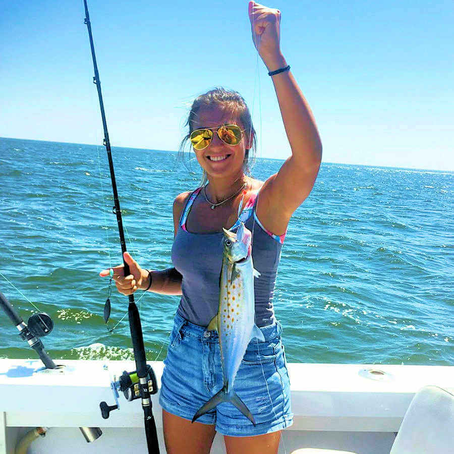 Girl Holding Spanish Mackerel OBX